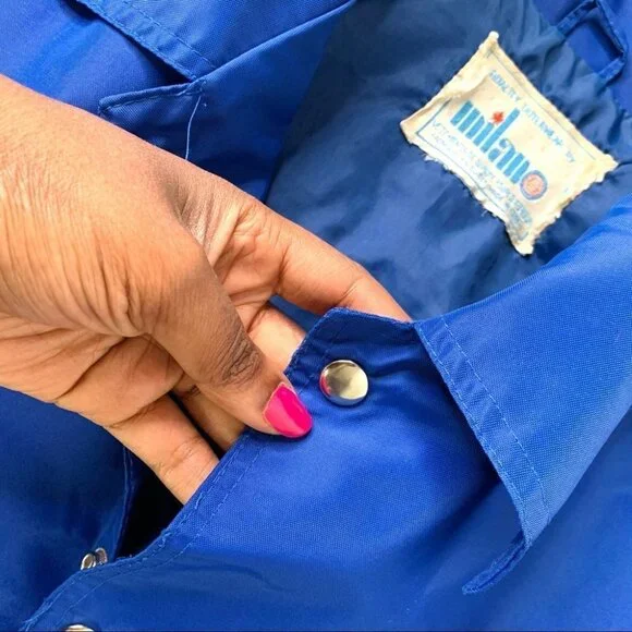 VINTAGE BLUE WATERPROOF RAIN SPRING SUMMER JACKET  UNISEX MEN WOMEN SIZE … - Picture 5 of 11